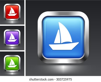 Sailboat on Blue Square Button
