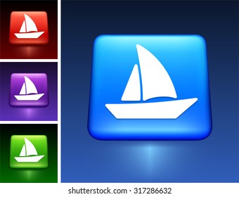 Sailboat on Blue Square Button