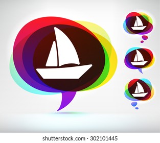 Sailboat on Colorful Speech Bubble