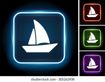 Sailboat on Glow Square Button