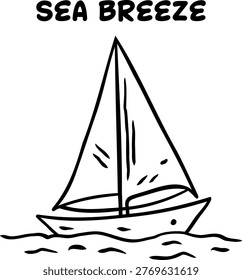 sailboat ocean waves simple