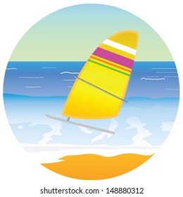 sailboat on the paradise beach vector illustration