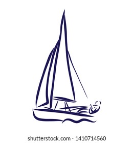 Sailboat on sea contour vector illustration 