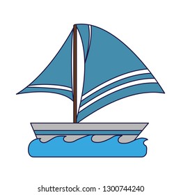 Sailboat on sea symbol blue lines