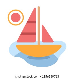 Sailboat on the sea vector illustration in flat color design