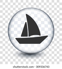 Sailboat on Transparent Round Button