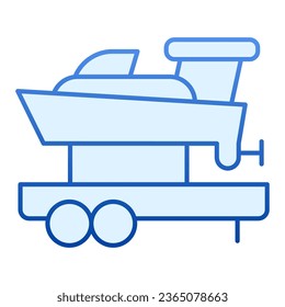 Sailboat on truck flat icon. Boat with trailer blue icons in trendy flat style. Ship transportation gradient style design, designed for web and app. Eps 10