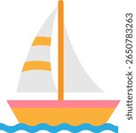 Sailboat on Water Flat Vector Illustration
