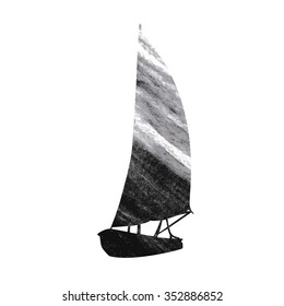 Sailboat on white background, vector illustration