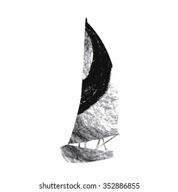 Sailboat on white background, vector illustration