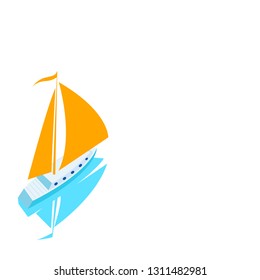 Sailboat on the White Background. Vectoral Illustration.