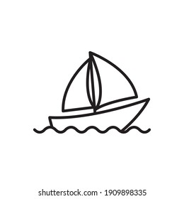Sailboat Outline Icon. Sailboat Line Art Logo. Vector Illustration. Isolated on White Background. Editable Stroke