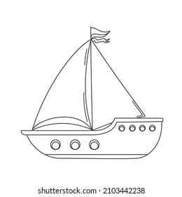 Sailboat Outline Icon. Simple Linear Sketch Vector Illustration