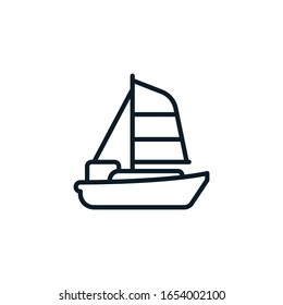 Sailboat outline icons. Vector illustration. Editable stroke. Isolated icon suitable for web, infographics, interface and apps.