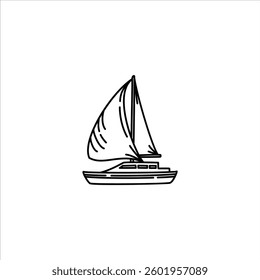sailboat outline illustration. sailboat black line illustration.
