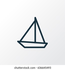 Sailboat Outline Symbol. Premium Quality Isolated Sailing Ship Element In Trendy Style.