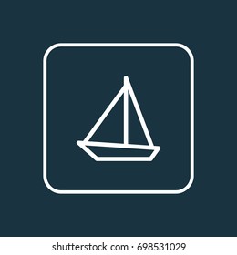Sailboat Outline Symbol. Premium Quality Isolated Sailing Ship Element In Trendy Style.
