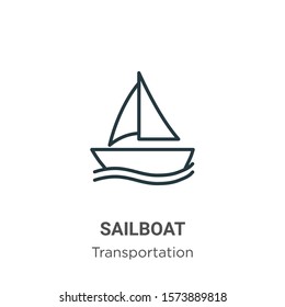 Sailboat outline vector icon. Thin line black sailboat icon, flat vector simple element illustration from editable transportation concept isolated on white background