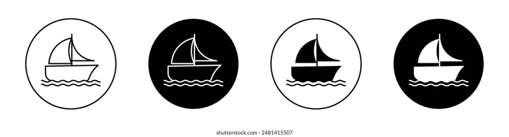 Sailboat outlined icon vector collection.