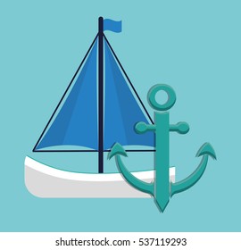 sailboat over blue background icon image vector illustration design 