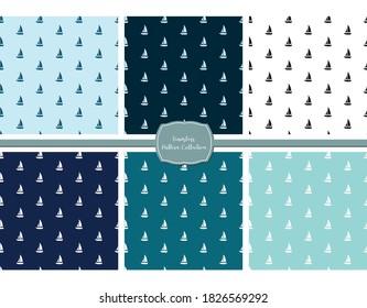 Colección de patrones de velero. Imagen minimalista.