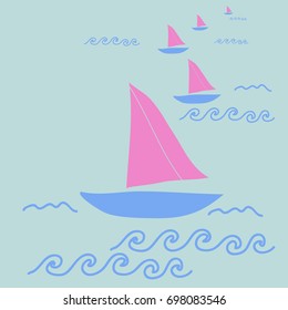 Sailboat  Pattern. Hand Drawn.