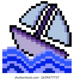 Sailboat in pixel art style