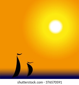 Sailboat race on sunset