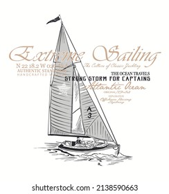 sailboat race .sketch sail graphic design.Can be used as t shirt printing design.