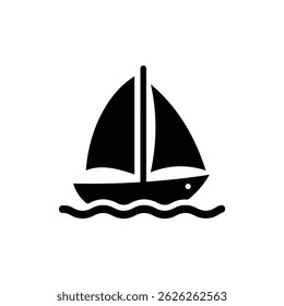 Sailboat with Raised Sails on Calm Water Icon