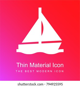 Sailboat red and pink gradient material white icon minimal design