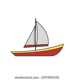 Sailboat with Red and Yellow Colors Illustration