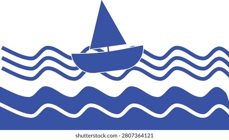 A sailboat rides across calm ocean waves under clear skies
