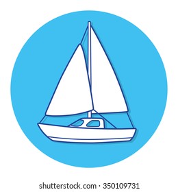 Sailboat round icon.