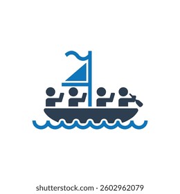 Sailboat Rowing Icon On White Background