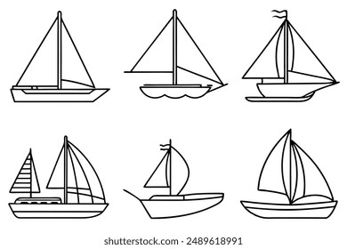 Sailboat Sail line art drawing style