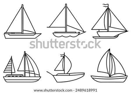 Sailboat Sail line art drawing style