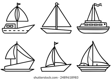 Sailboat Sail line art sketching