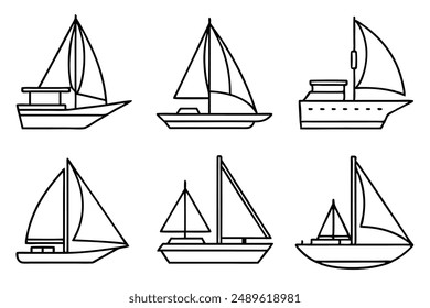 Sailboat Sail line art technique