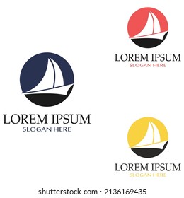 Sailboat or sailing boat logo with waves of waves, By using vector design concept
