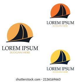 Sailboat or sailing boat logo with waves of waves, By using vector design concept