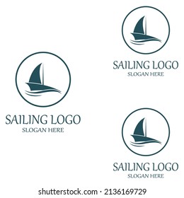 Sailboat or sailing boat logo with waves of waves, By using vector design concept