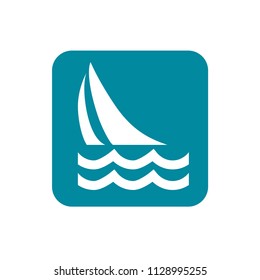 Sailboat, sailing. Easily editable, colorable flat vector icon on isolated background, No. 3 variant.