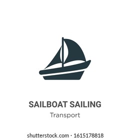 Sailboat sailing glyph icon vector on white background. Flat vector sailboat sailing icon symbol sign from modern transport collection for mobile concept and web apps design.