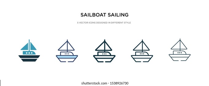 sailboat sailing icon in different style vector illustration. two colored and black sailboat sailing vector icons designed in filled, outline, line and stroke style can be used for web, mobile, ui