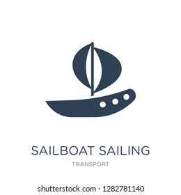 sailboat sailing icon vector on white background, sailboat sailing trendy filled icons from Transport collection, sailboat sailing vector illustration