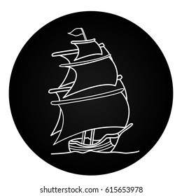 Sailboat and sailing ship black silhouettes. Schooner and frigate and galleon. Vector illustration