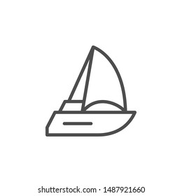 Sailboat or sailing ship line icon