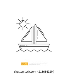 Sailboat. Sailing Ship Outline Icon