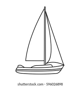Sailboat for sailing.Boat to compete in sailing.Ship and water transport single icon in outline style vector symbol stock illustration.